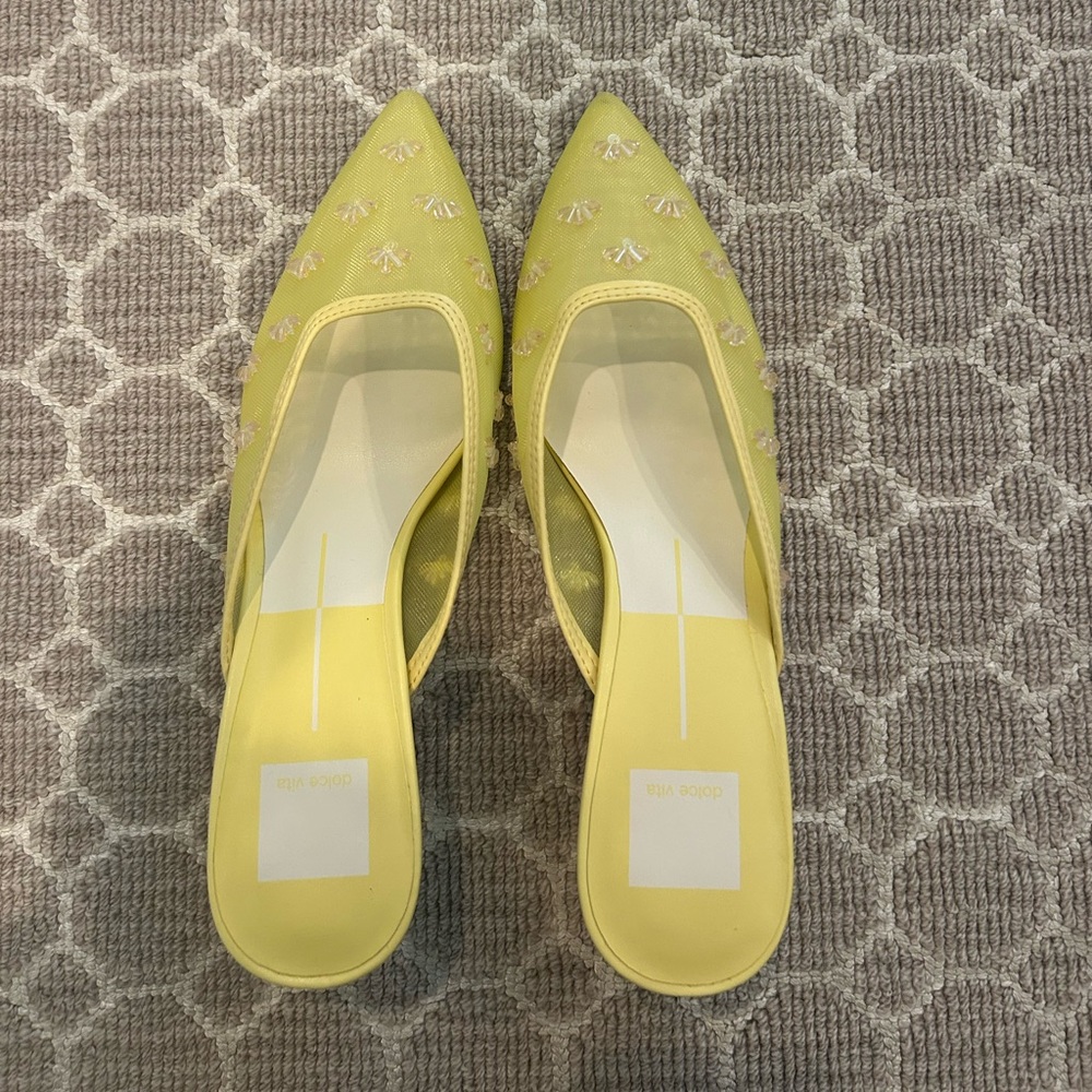 Dolce Vita Yellow Embroidered Women's Heels